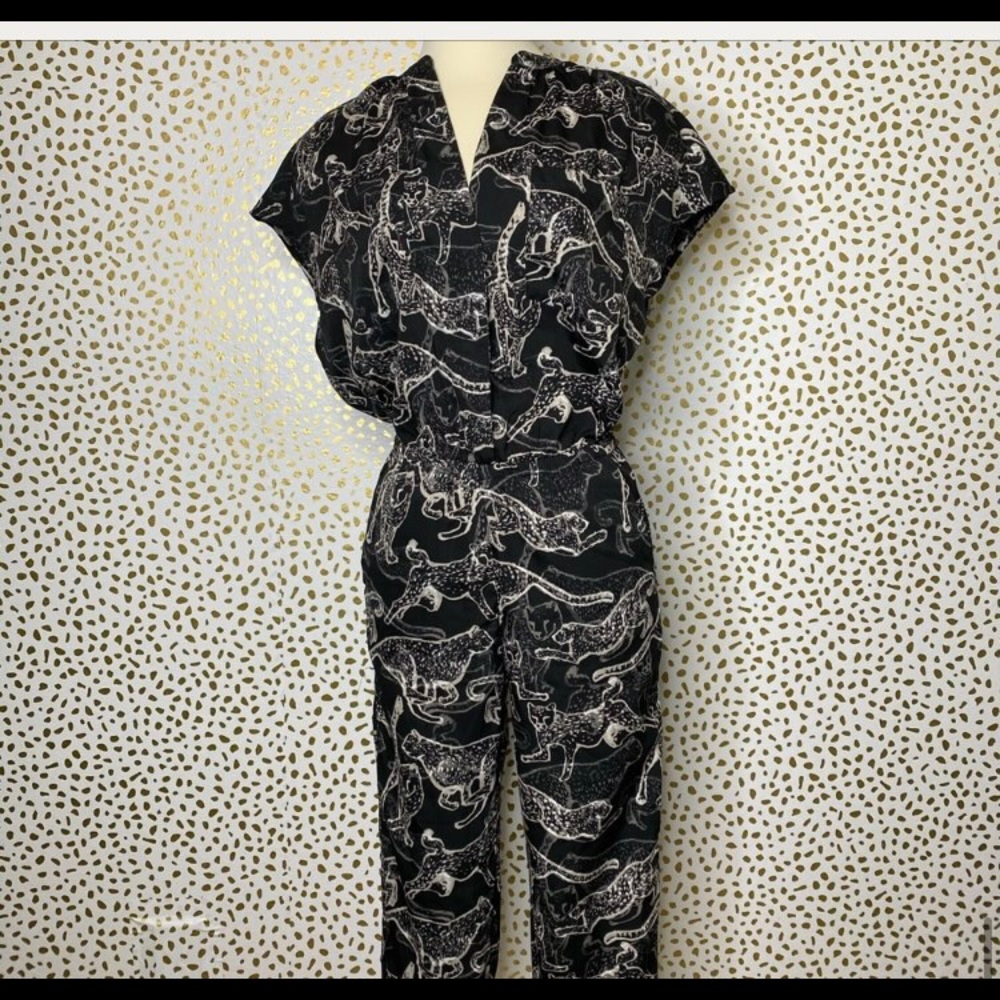H&M Black & White Leopard Jumpsuit